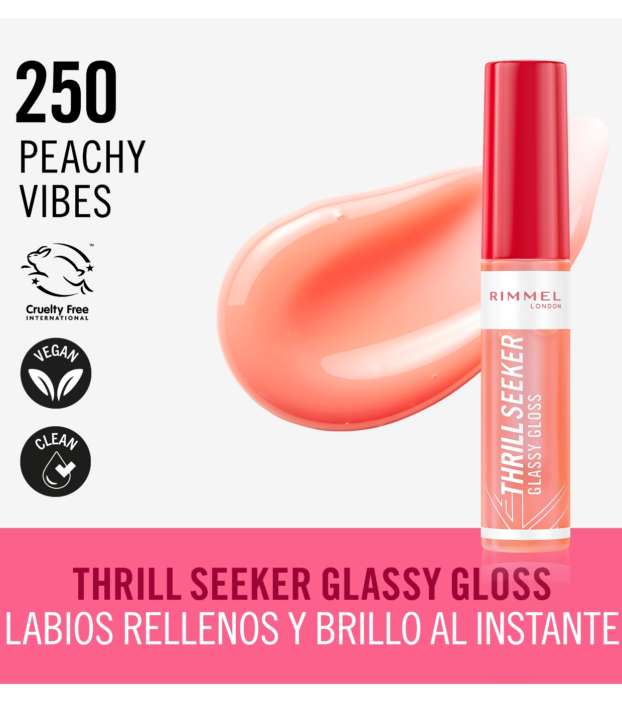 Rimmel London - Brilho labial Thrill Seeker - 250: Peach Vibes