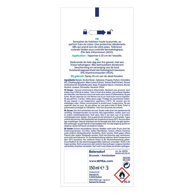 NIVEA Fresh Comfort Deodorant Spray 150 ML