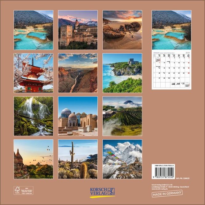 Wandkalender - 2025 - Wunder der Welt