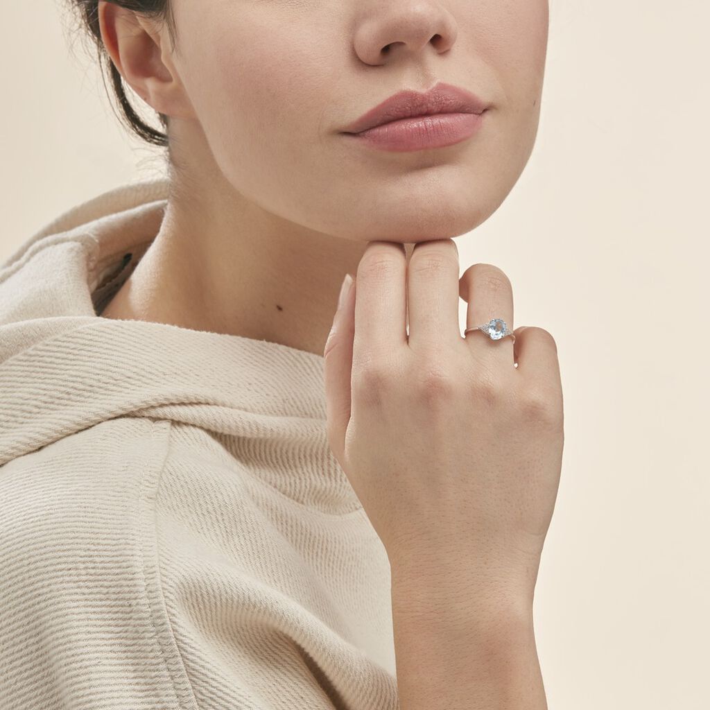 Bague Andreani Or Blanc Topaze Et Oxyde De Zirconium