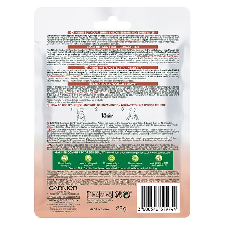 Garnier Nutri-Bomb Milky Tissue Mask 28g