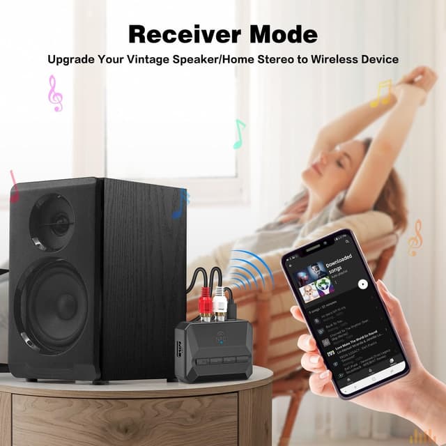 NÖRDIC Bluetooth Modtager 5.3 RCA 3.5mm AUX med NFC MicroSD Kort USB Hukommelse