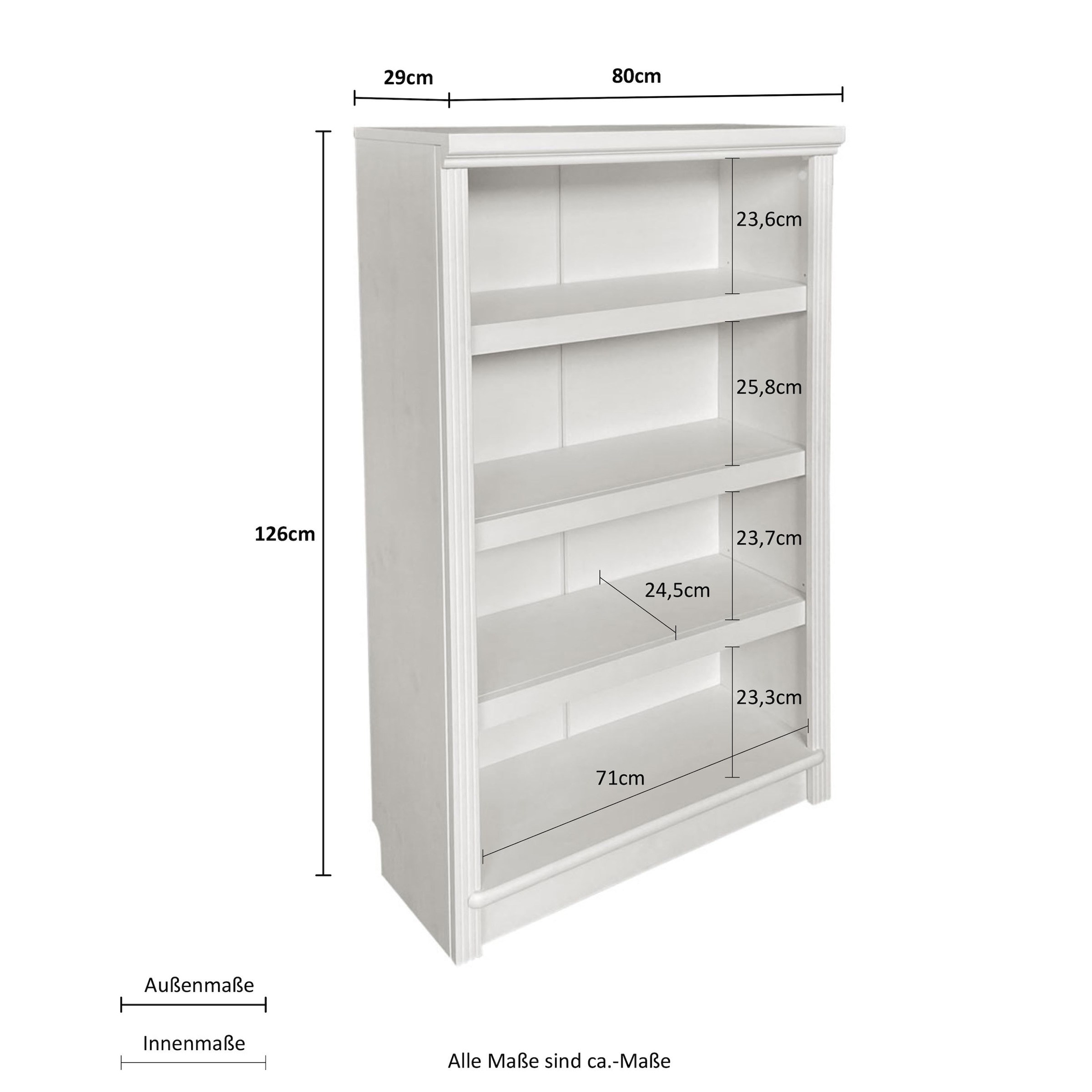 Home affaire Standregal »Soeren Stege« aus massiver Kiefer, Masse (B/T/H): 80/ 29/126 cm, mit 3 Regalböden