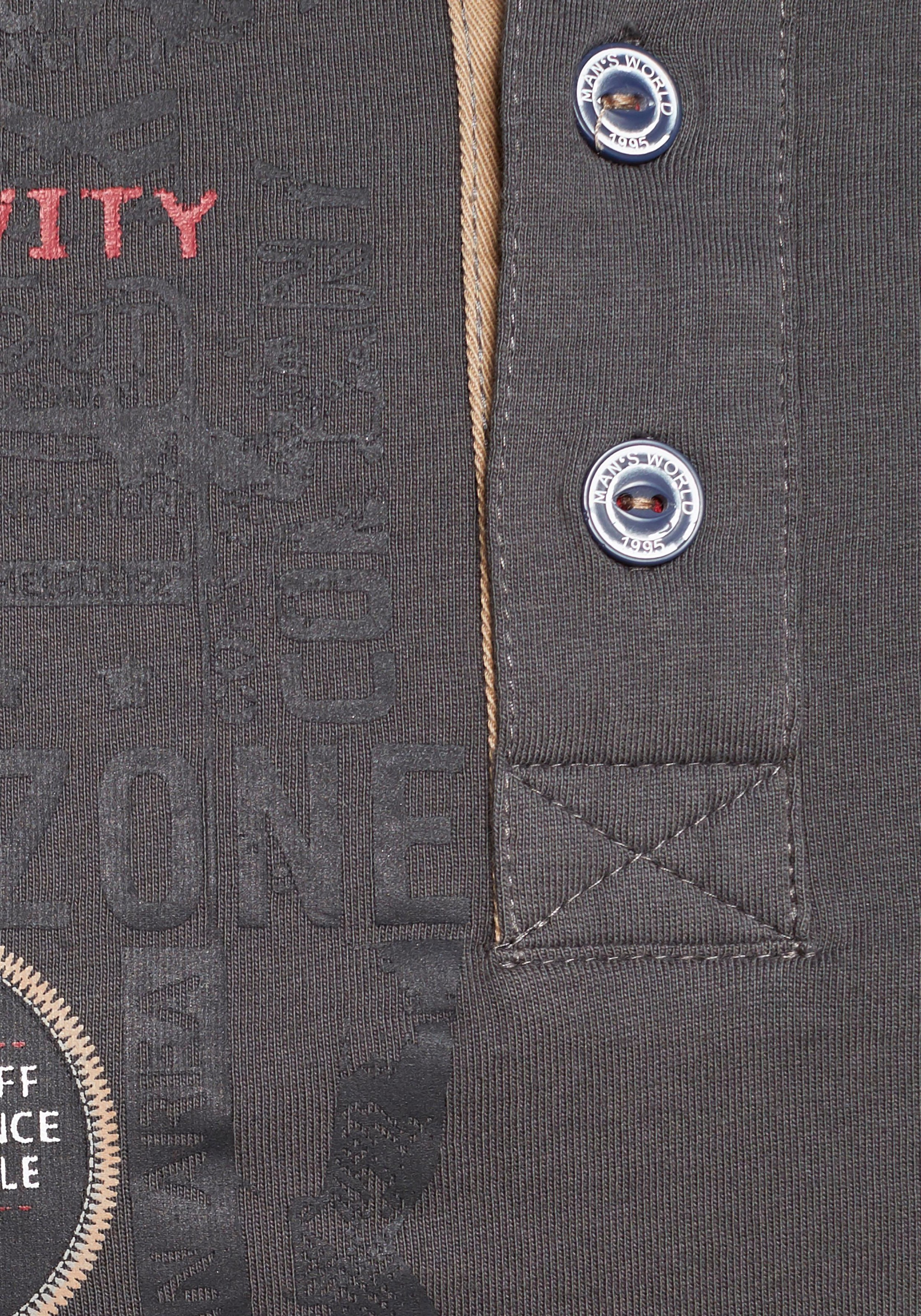 Man's World Henleyshirt , Kurzarm,  lässige Passform,  bedruckt,  Rundhals,  casual