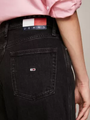 Calça jeans preta Claire de cintura alta e pernas largas