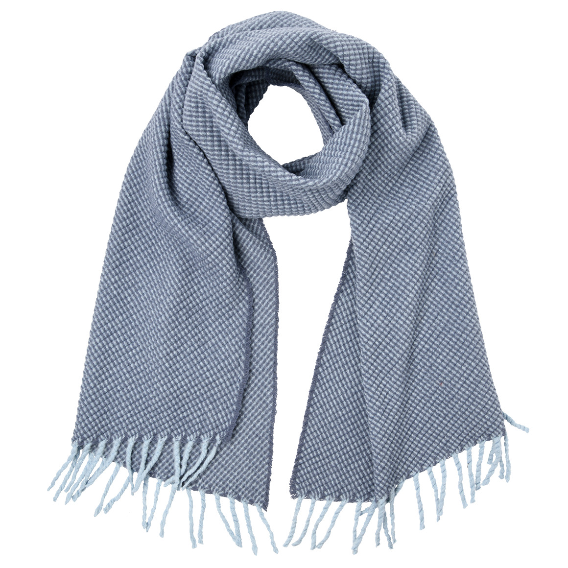 Gina Benotti Damen Winterschal mit Waffelstruktur blaugrau