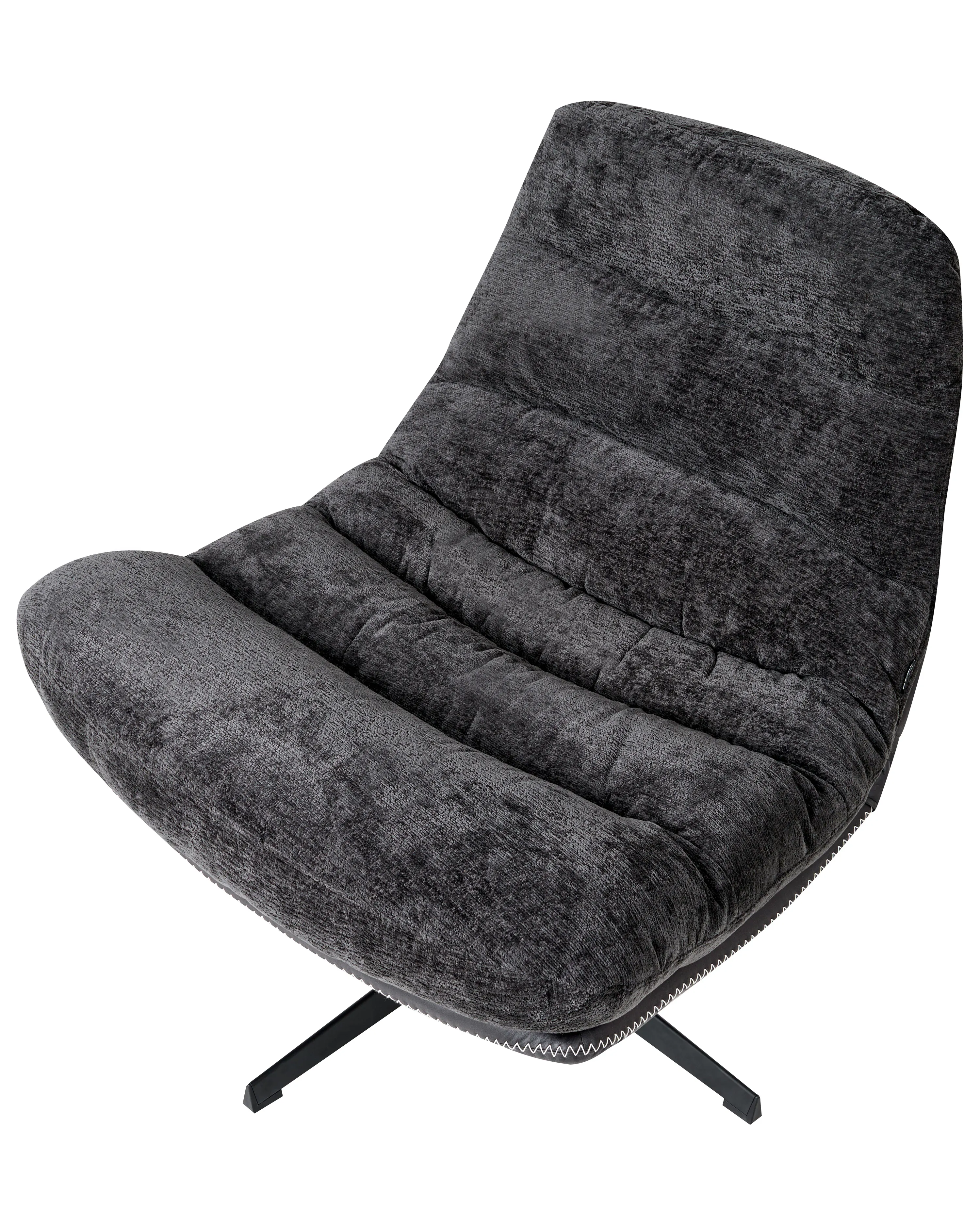Draaifauteuil TOVIK met voetenbank Chenille Zwart