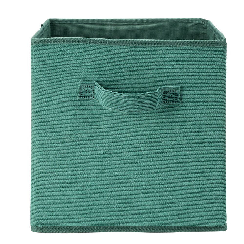 Panière de rangement pliable tissu côtelé marron 27x27xH27cm
