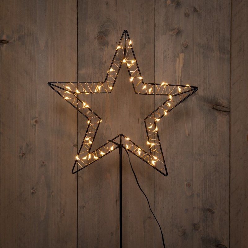 Anna's Collection - Tuinsteker - Zwart - Ster met Verlichting - 100 cm - 50 LED Lampjes