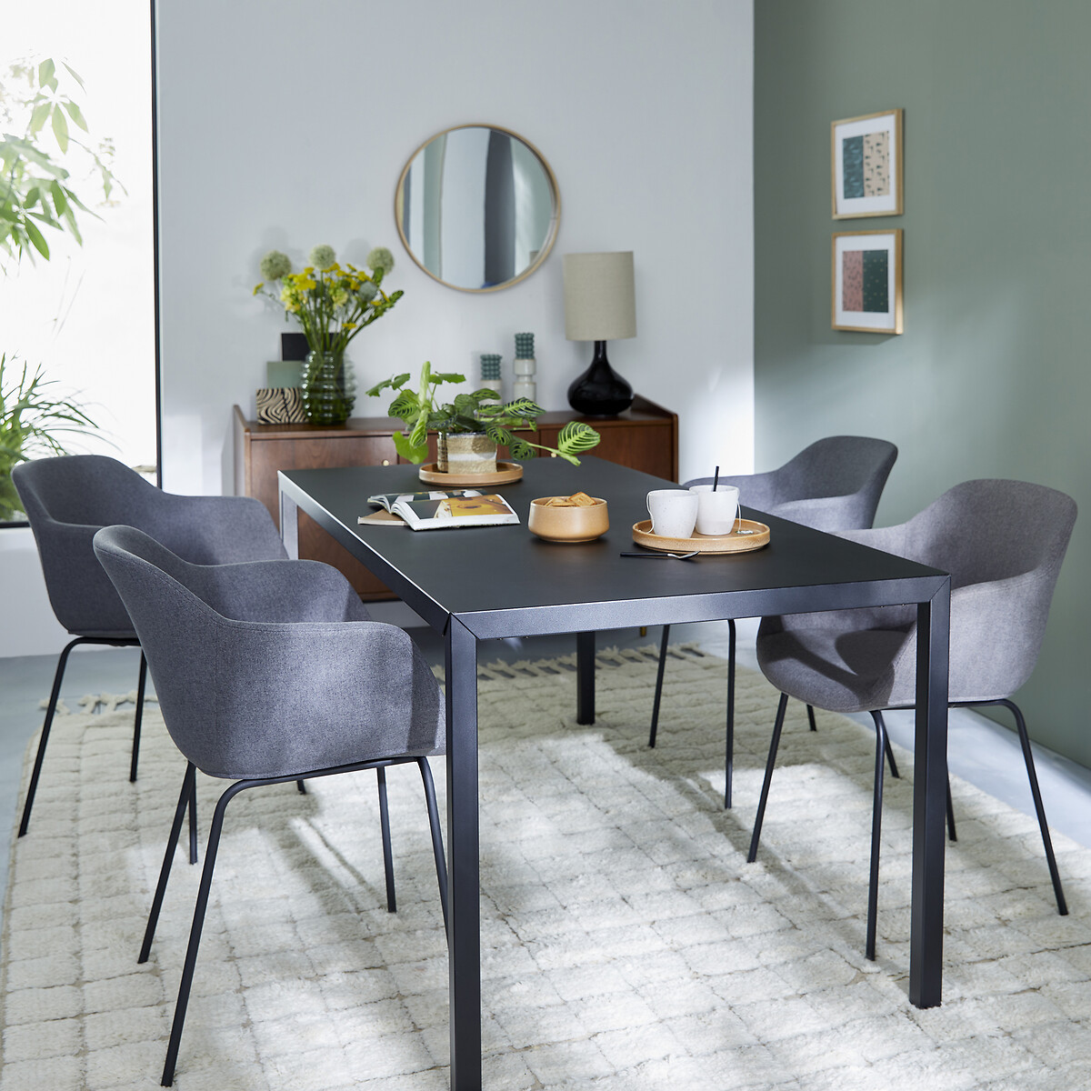 LA REDOUTE INTERIEURS<br>Mesa de jantar em aço preto, 6 pessoas Hiba