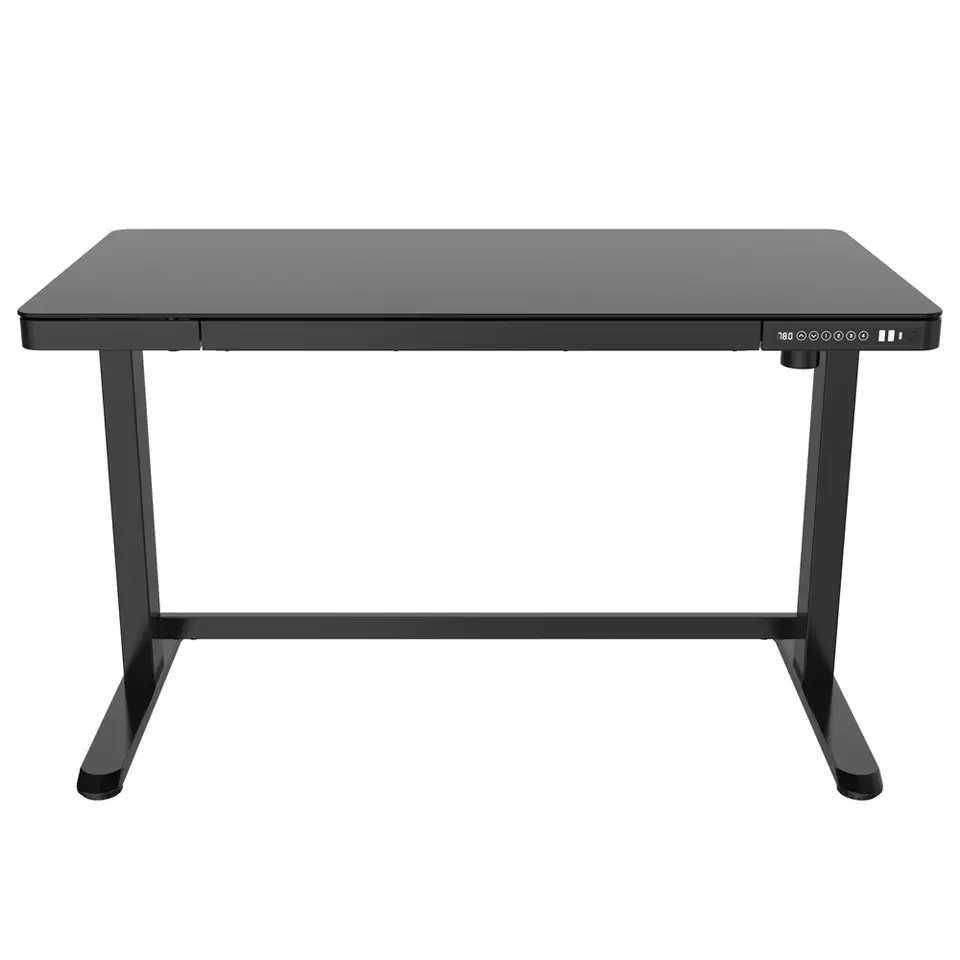 Elektrisch verstelbaar bureau / thuiswerkplek - 120x60 cm - Glas zwart