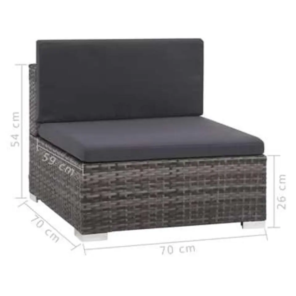 vidaXL - Bankset - Grijs - Poly rattan