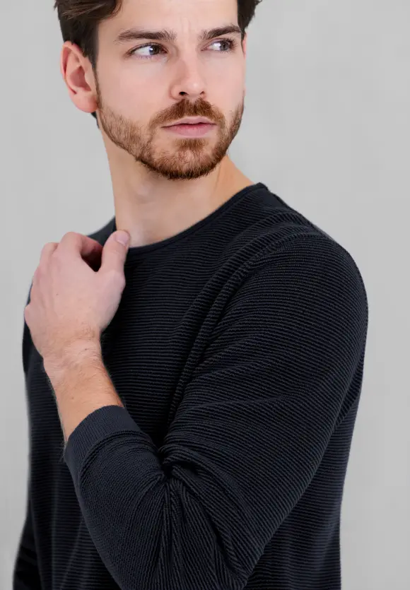 Streifenstruktur Pullover - deep navy blue