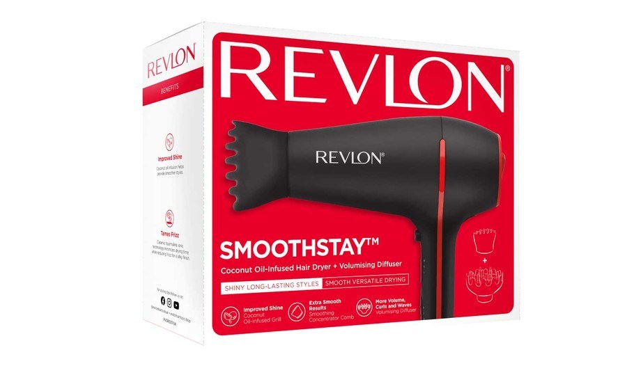 Revlon Tools Smoothstay™ Coconut Oil-Infused Hair Dryer + Volumising Diffuser