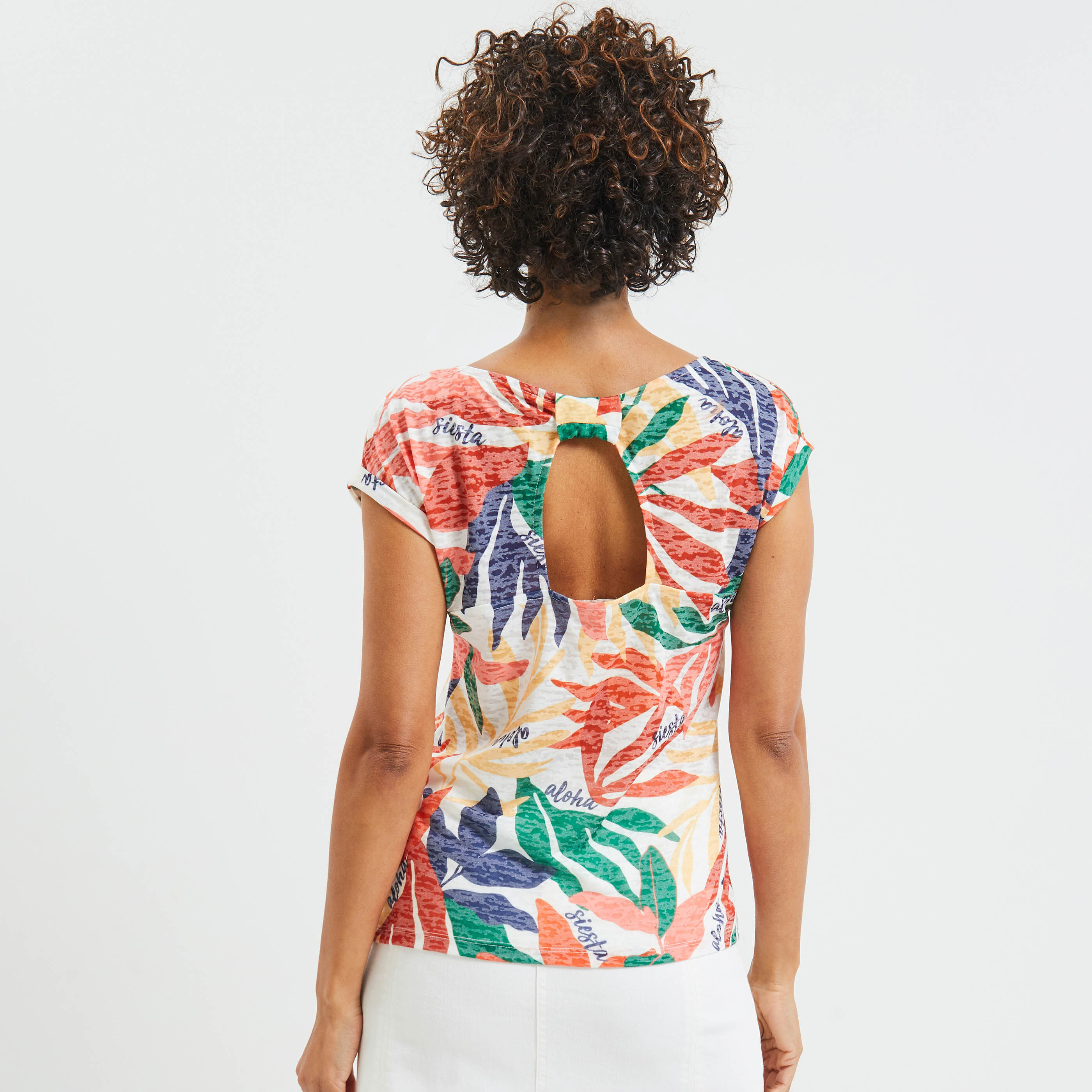 Tshirt imprimé femme - BLANC CASSE