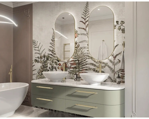 Badkamerspiegel Cordia OVAL LINE BACKLIGHT 50 x 100 cm goud IP 44