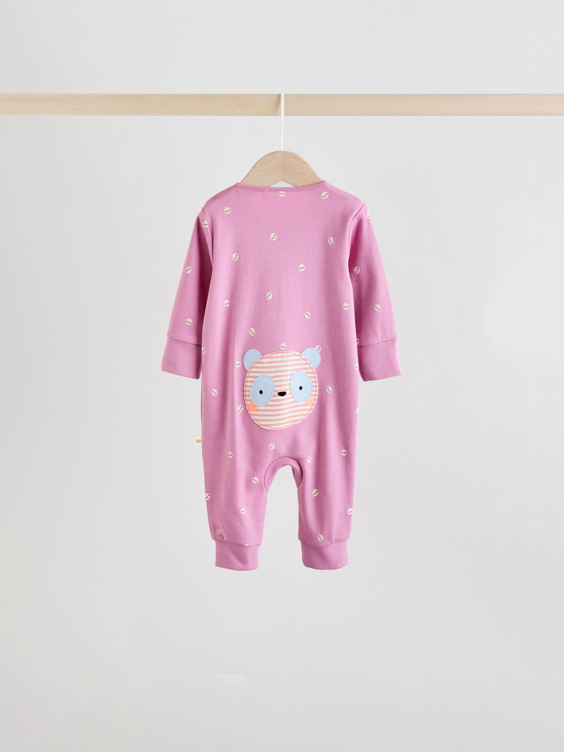 Roze met karakteristieke dierenprint - Verpakking van 5 babyslaappakjes met tweewegrits (0 mnd - 3 jr)