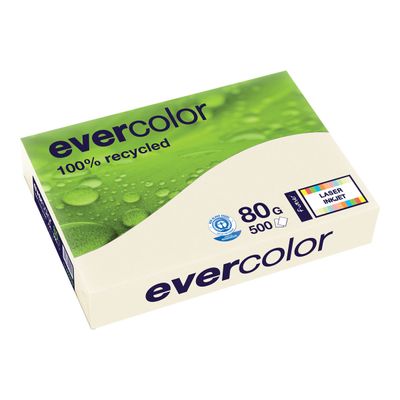 Clairefontaine Evercolor - Papier couleur recyclé - A4 (210 x 297 mm) - 80g/m² - Ramette de 500 feuilles - ivoire