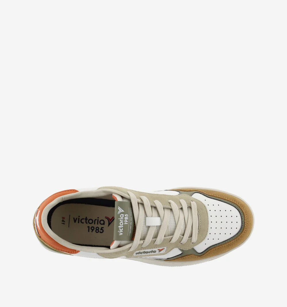 C80 - CASUAL PATCH COLORS Baskets rétro unisexes multicolores TAUPE