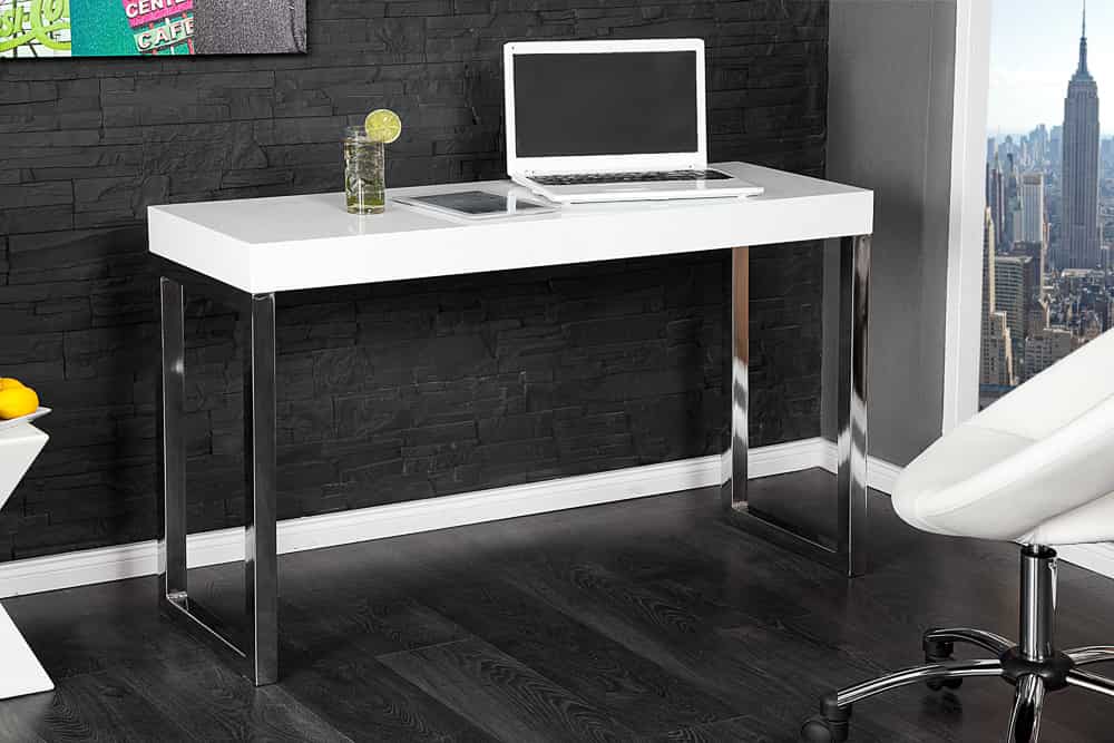 Design Konsole WHITE DESK 120cm weiß Hochglanz Bürotisch