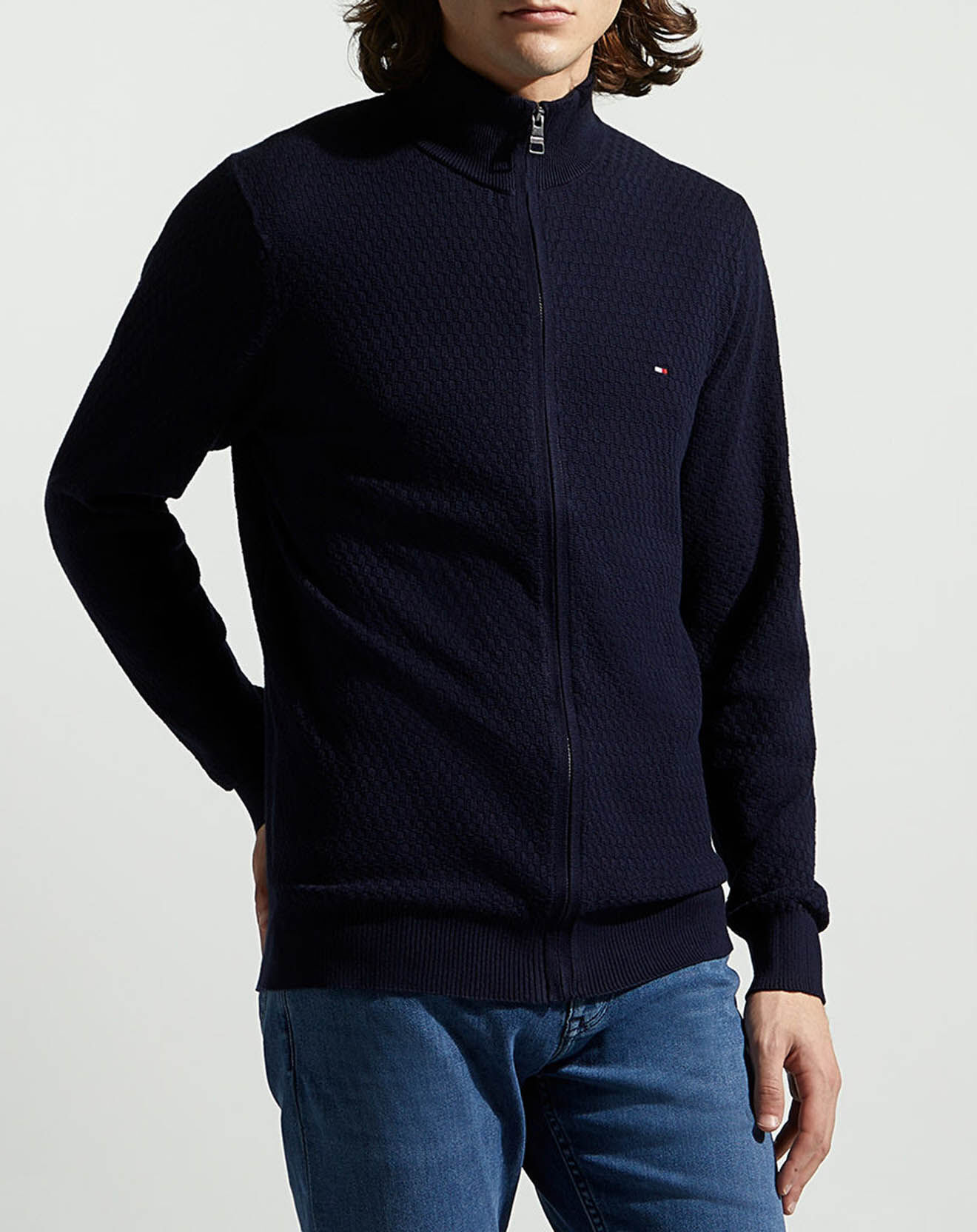 Tommy Hilfiger Gilet zippé Cross Structure bleu marine