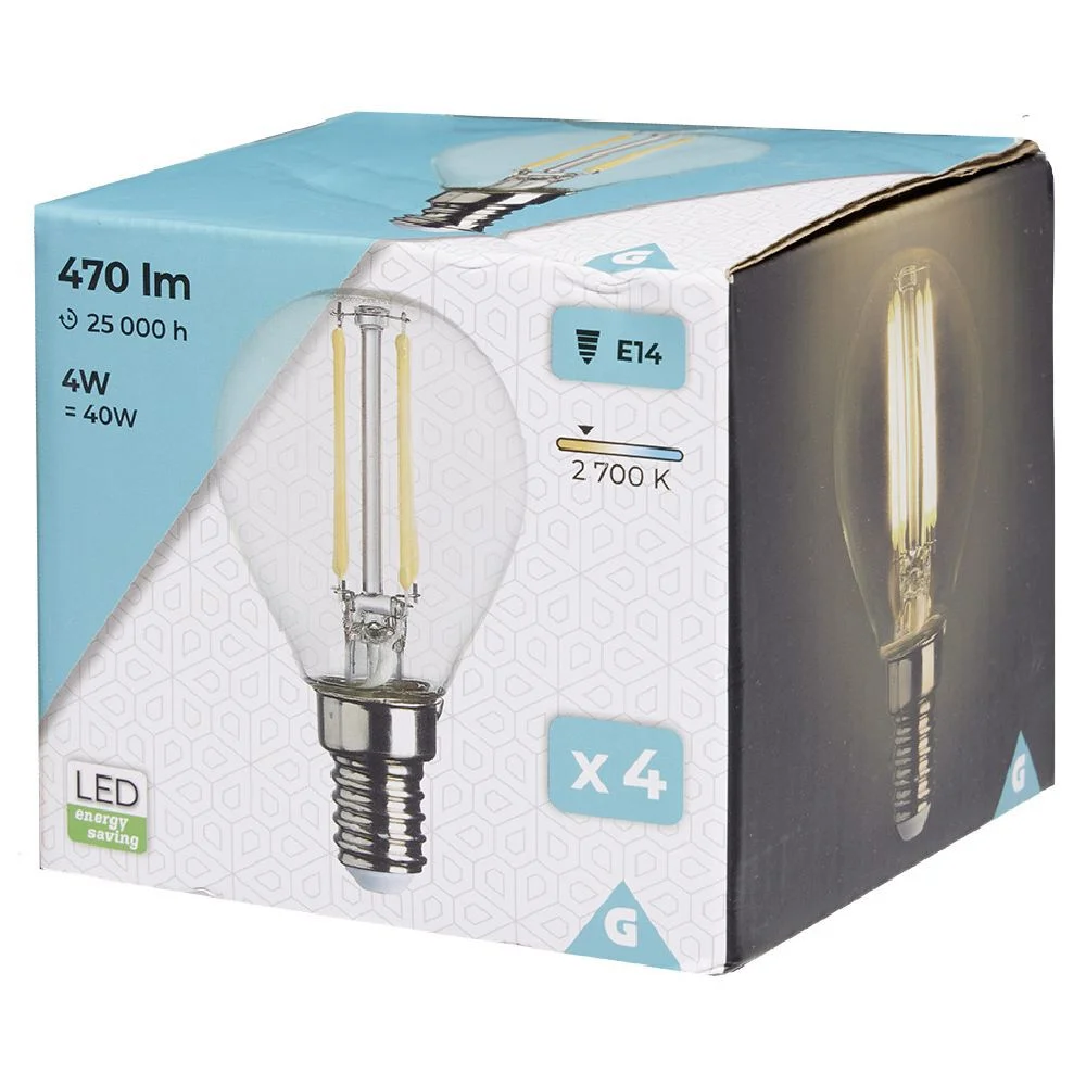 Ampoule LED à 4 filaments blanc chaud E27 4W x4