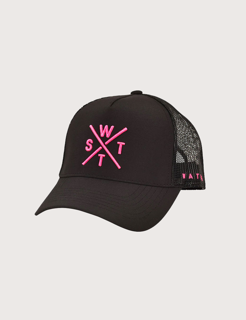 WATTS CASQUETTE TRUCKER TRIBE ROSE FLUO NOIR