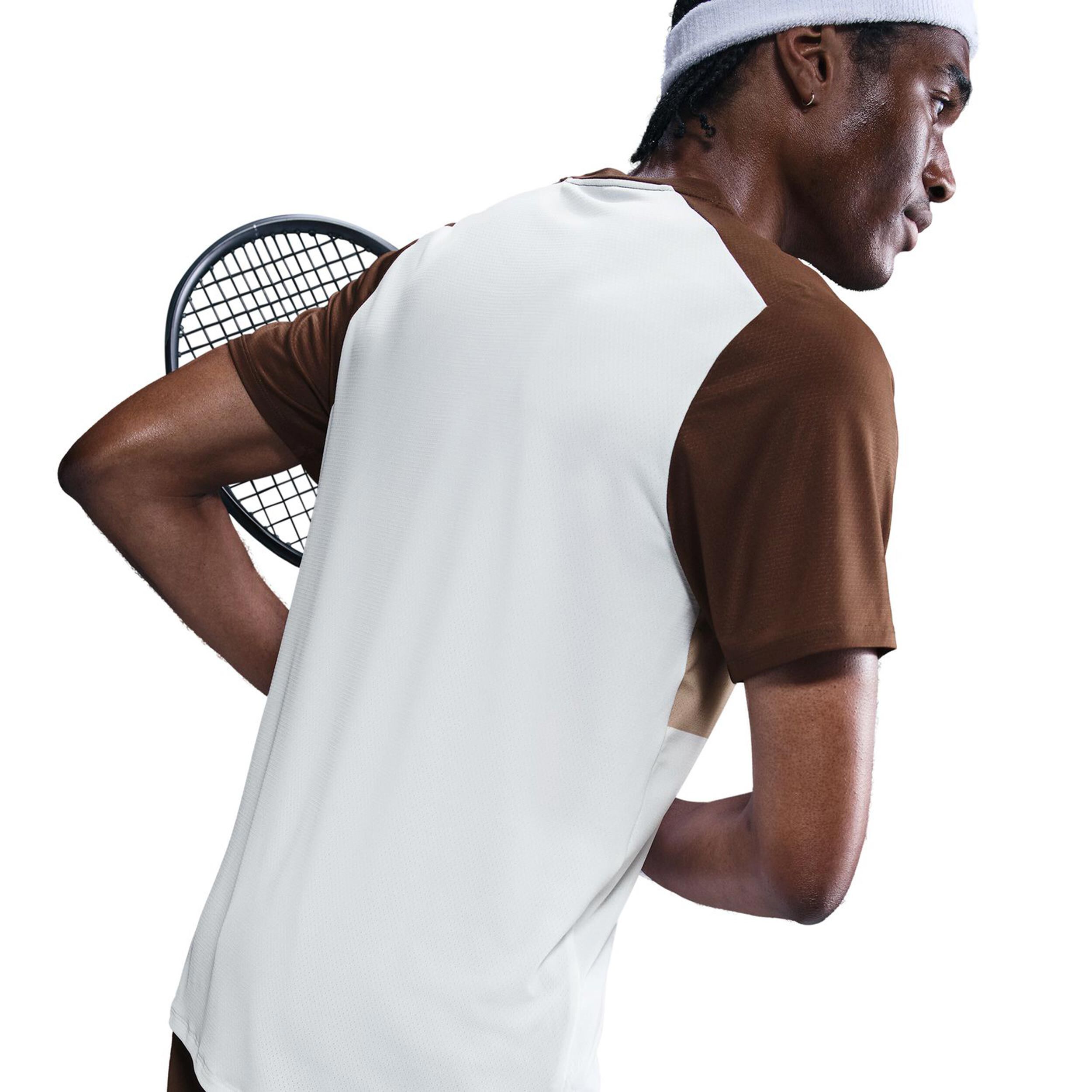 Nike Court Dri-FIT Advantage Print T-shirt Hommes - Marron