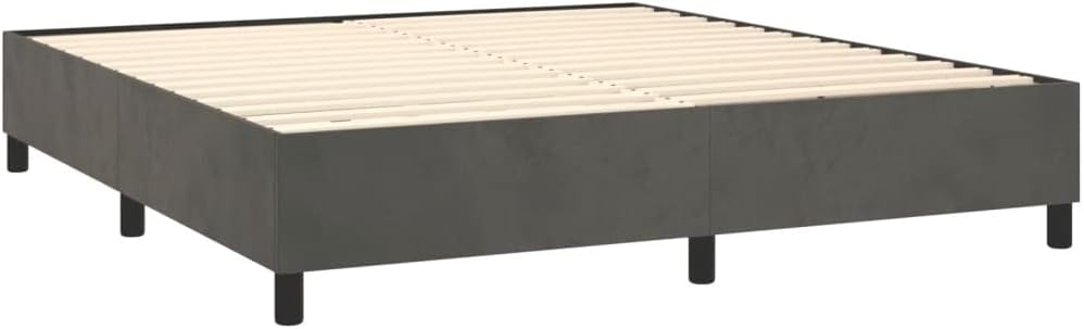 vidaXL Boxspringbettgestell, Polsterbett Bett für Schlafzimmer, Bettrahmen mit Lattenrost Stützbeinen, Schlafzimmerbett Doppelbett, Dunkelgrau 160x200cm Samt