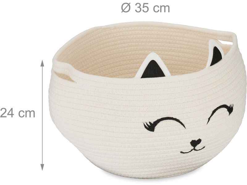 relaxdays Spielzeugkorb Filz Katze Aufbewahrungskorb aus Baumwolle