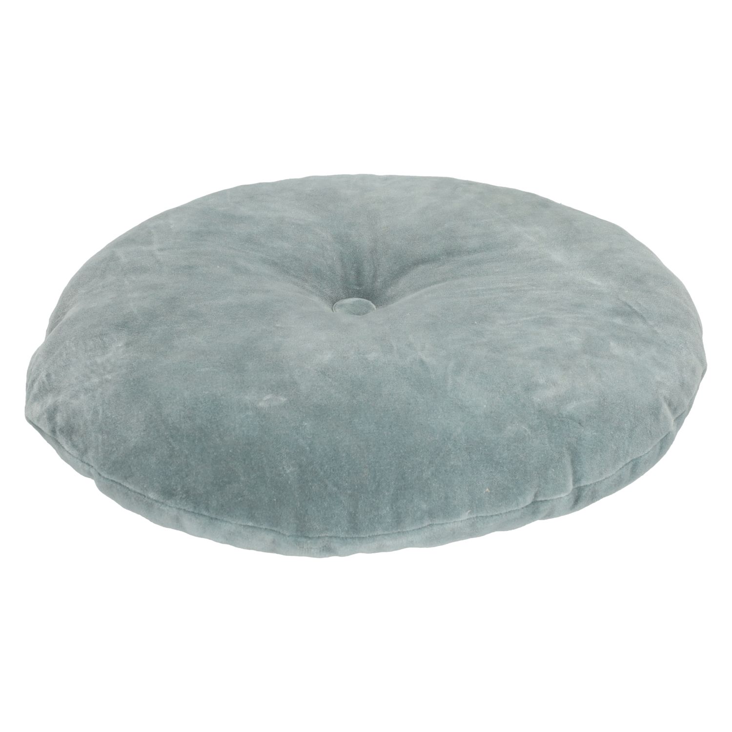 Velours kussen, bio-katoen, blauw, rond, Ø 40 cm