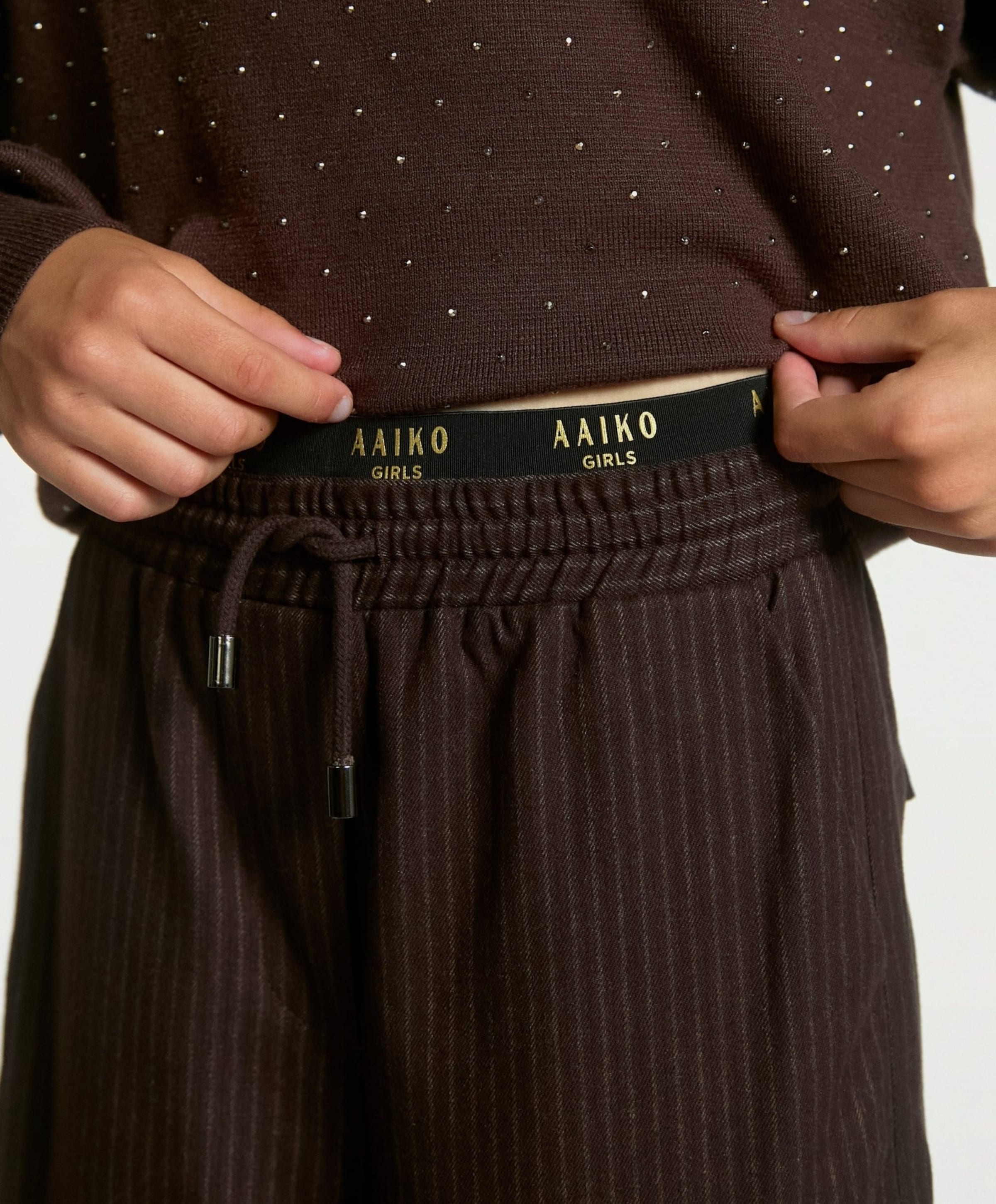 Aaiko Girls ESILA PINSTRIPE VIS 350 G meisjes pantalon bruin