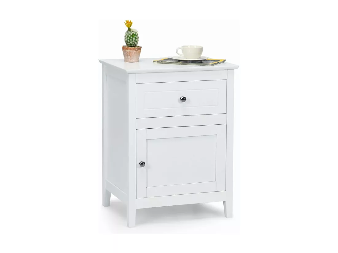 Table de Chevet avec Tiroir et Grand Placard, 48 x 38 x 63,5 CM (L×l×H), Table de Nuit avec Pieds en Bois Massif Gris
