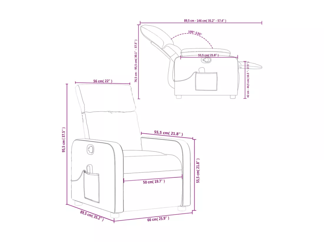 Fauteuil de massage inclinable Taupe Tissu