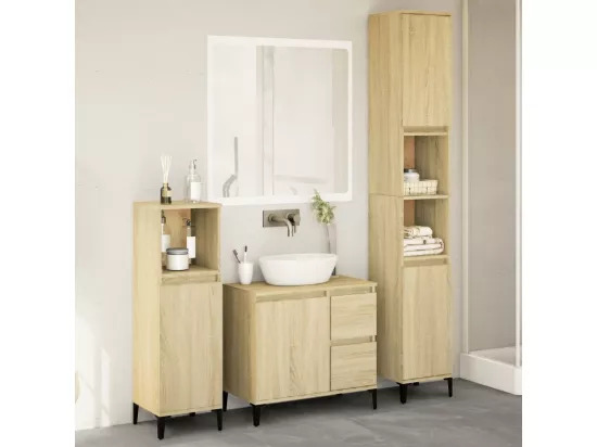 Ensemble de meubles de salle de bain 3 pcs chêne sonoma