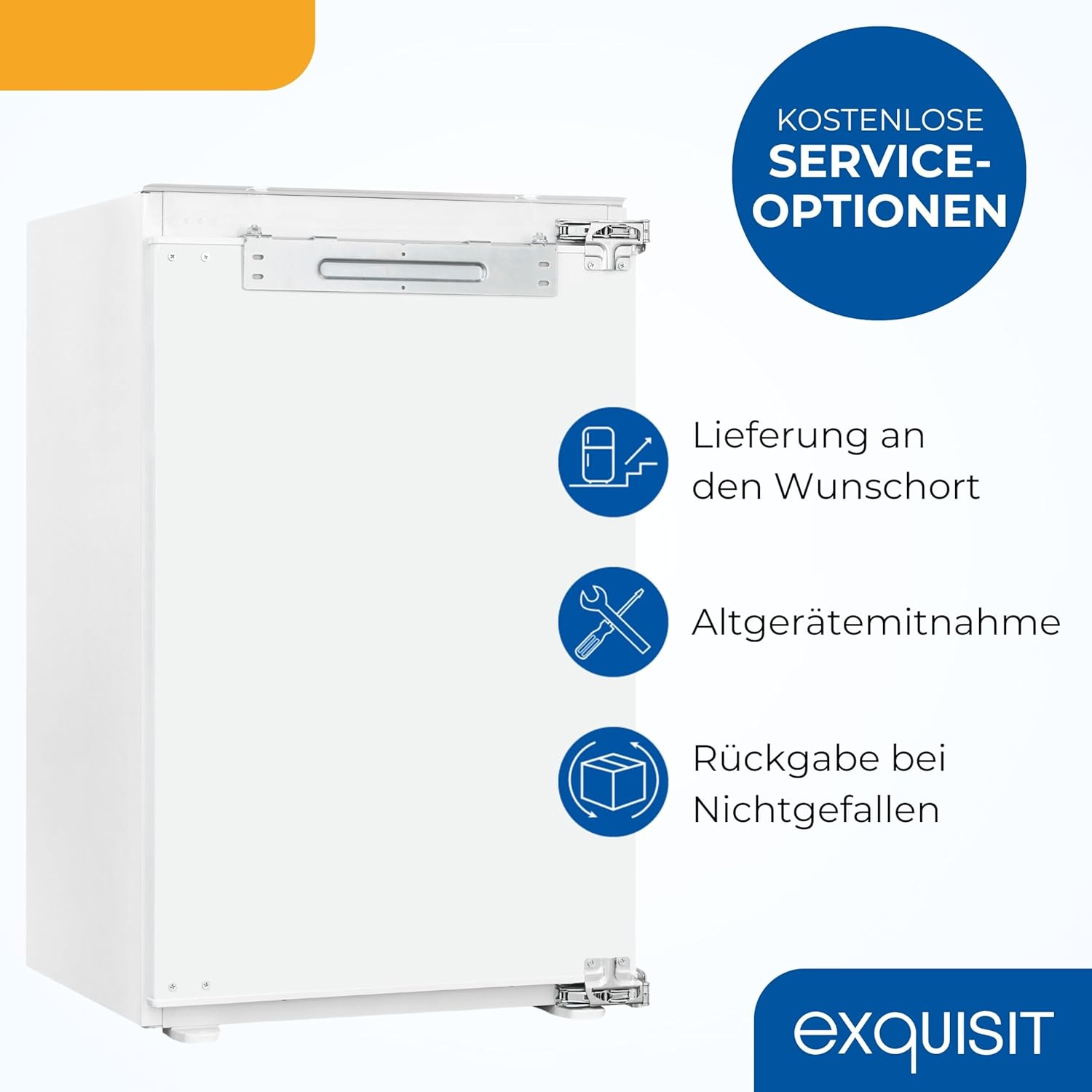 Exquisit Einbaukühlschrank mit Gefrierfach | 119 l Nutzinhalt, Energieklasse E, 40 dB(A) | kompakte Bauform, 4-Sterne-Gefrierfach, LED-Beleuchtung, elektronische Regelung | EKS5131-4-FE-090E