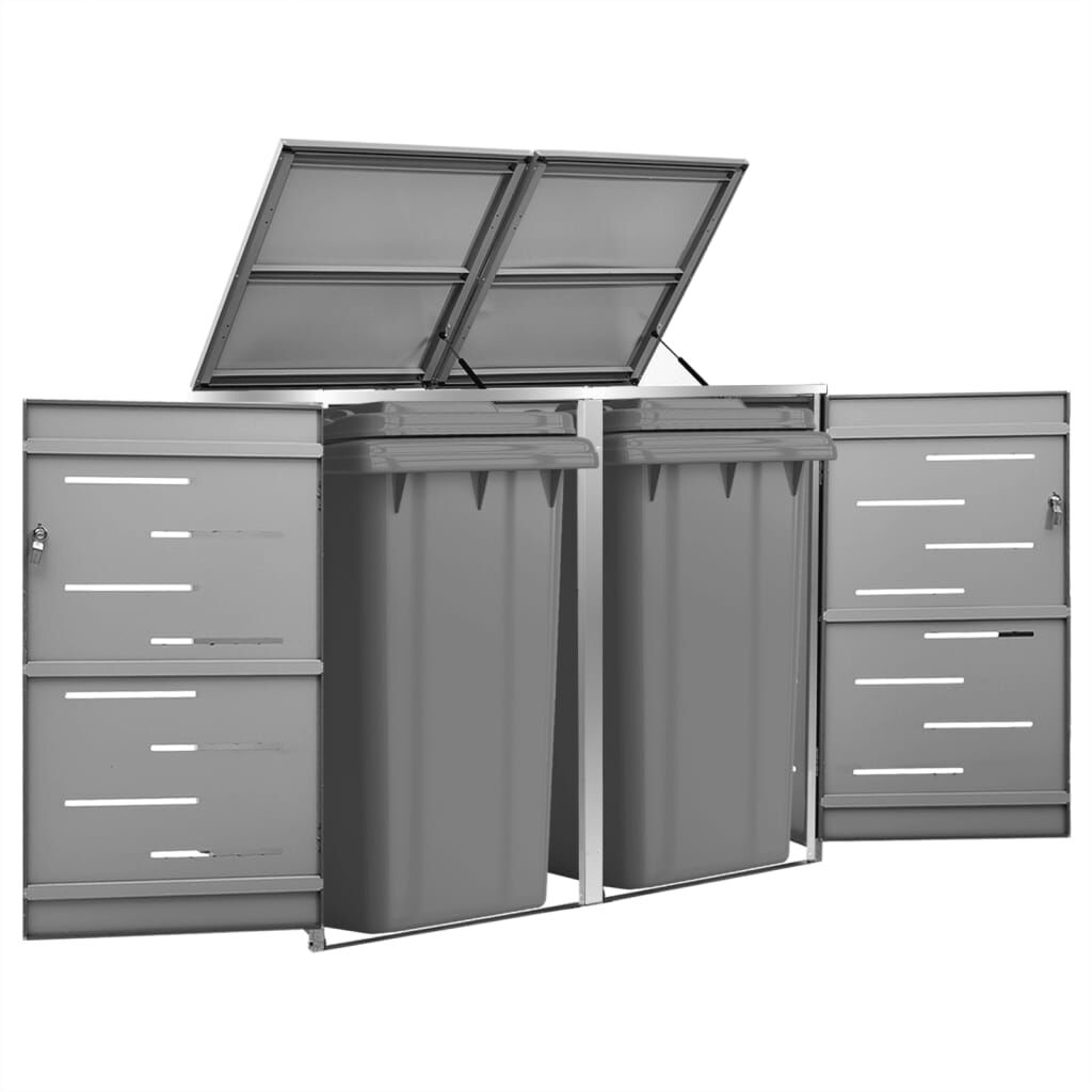 vidaXL Afvalcontainer voor 2 afvalbakken 138x77,5x112,5 cm roestvrij staal