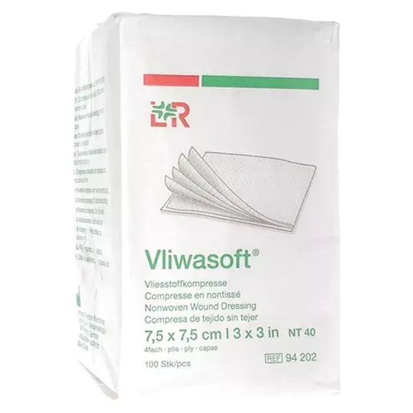 L&R Vliwasoft Non-Woven Compress 7,5x7,5cm 100 unidades