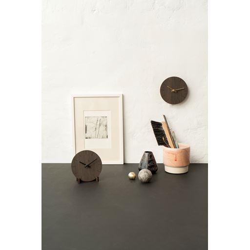 Hemverk Bord- & Vægur, Dark Oak/ Gold, Ø12 cm