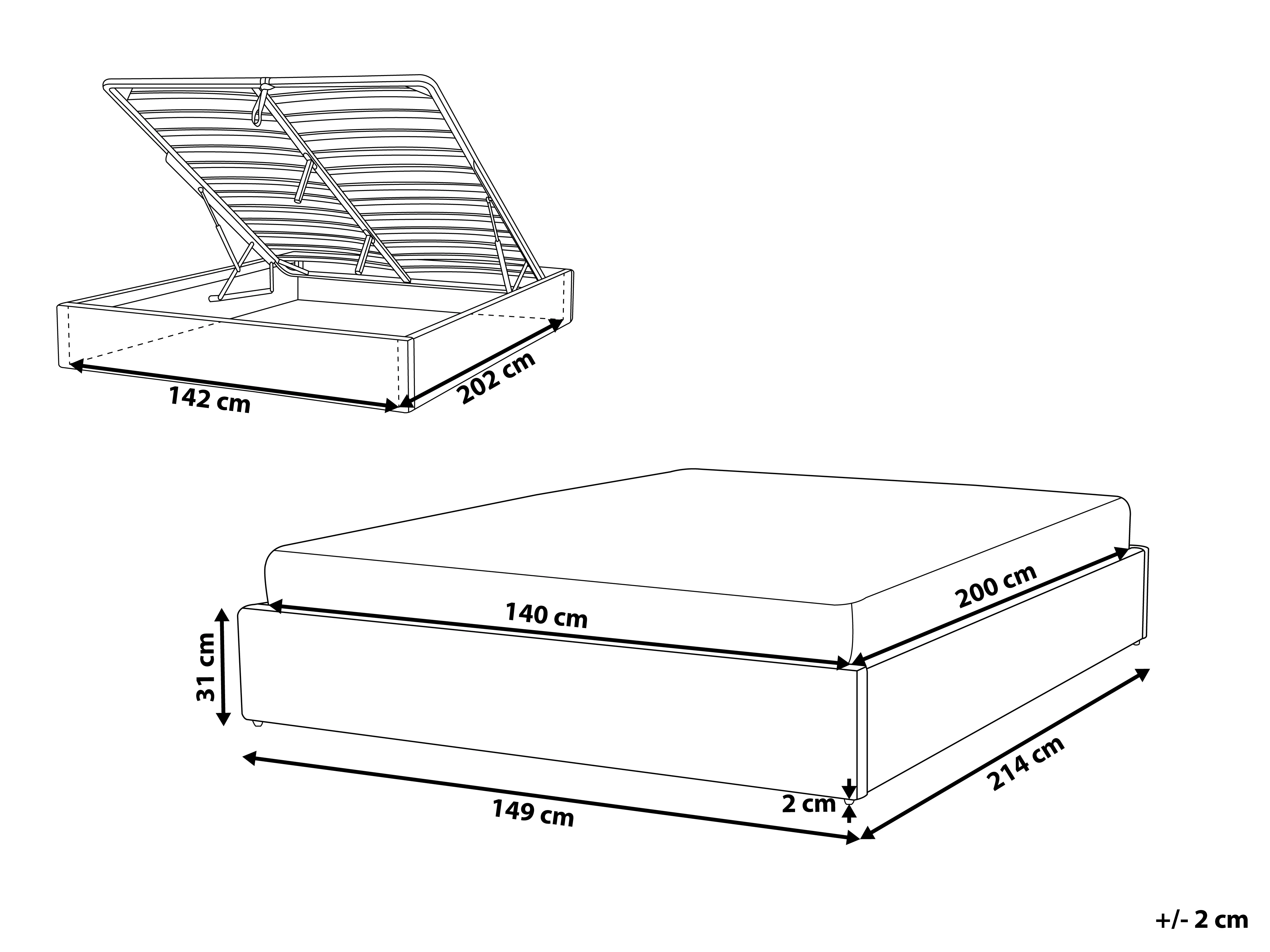 Opbergbed zonder hoofdbord Bouclé DINAN 140 x 200 cm Donkergroen