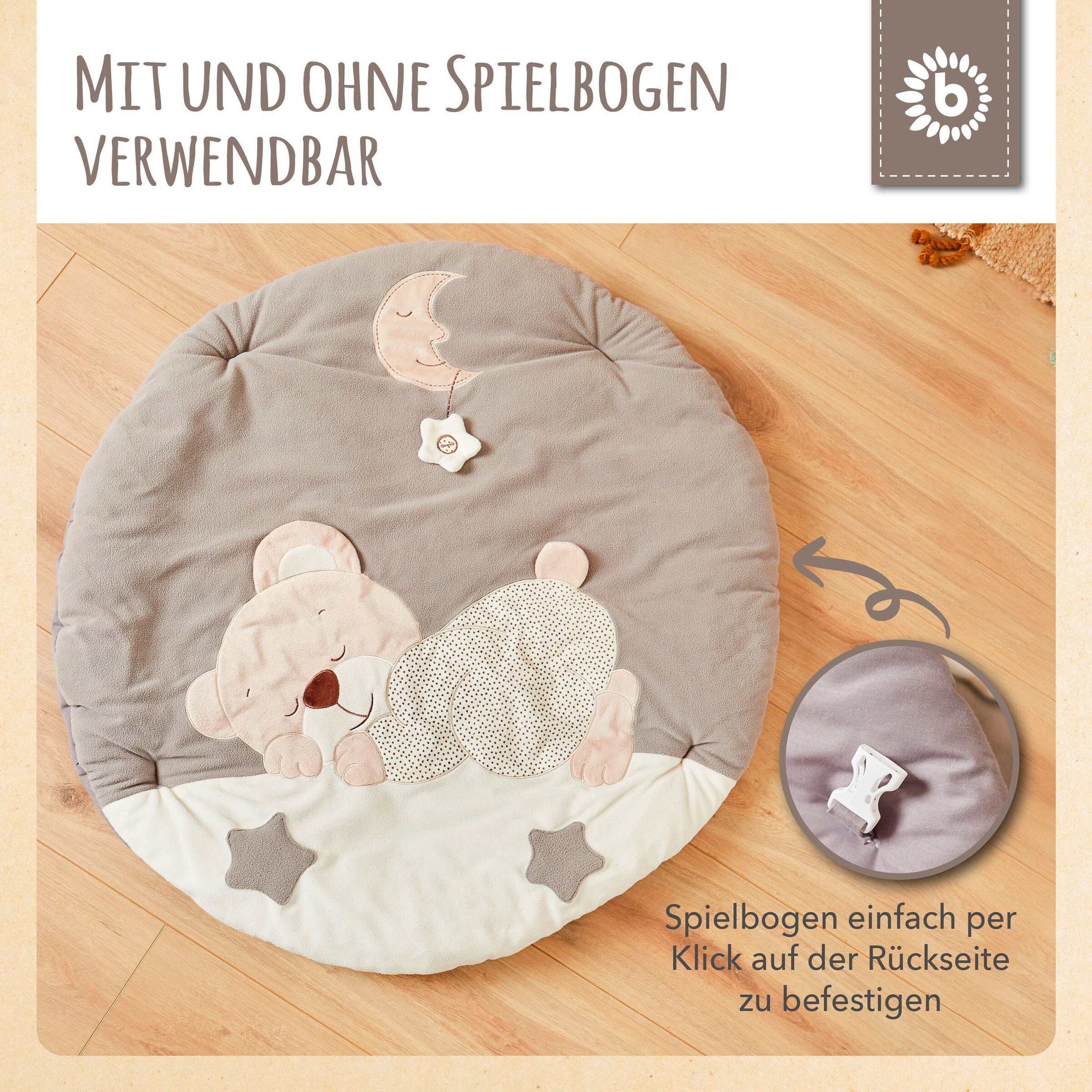 Bieco Krabbeldecke mit Spielbogen Plüsch - ab Geburt Beige