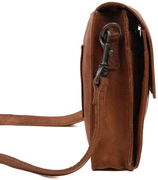 Bear Design Klein Telefoontasje / Schoudertas - Leer - Robbie - Cognac