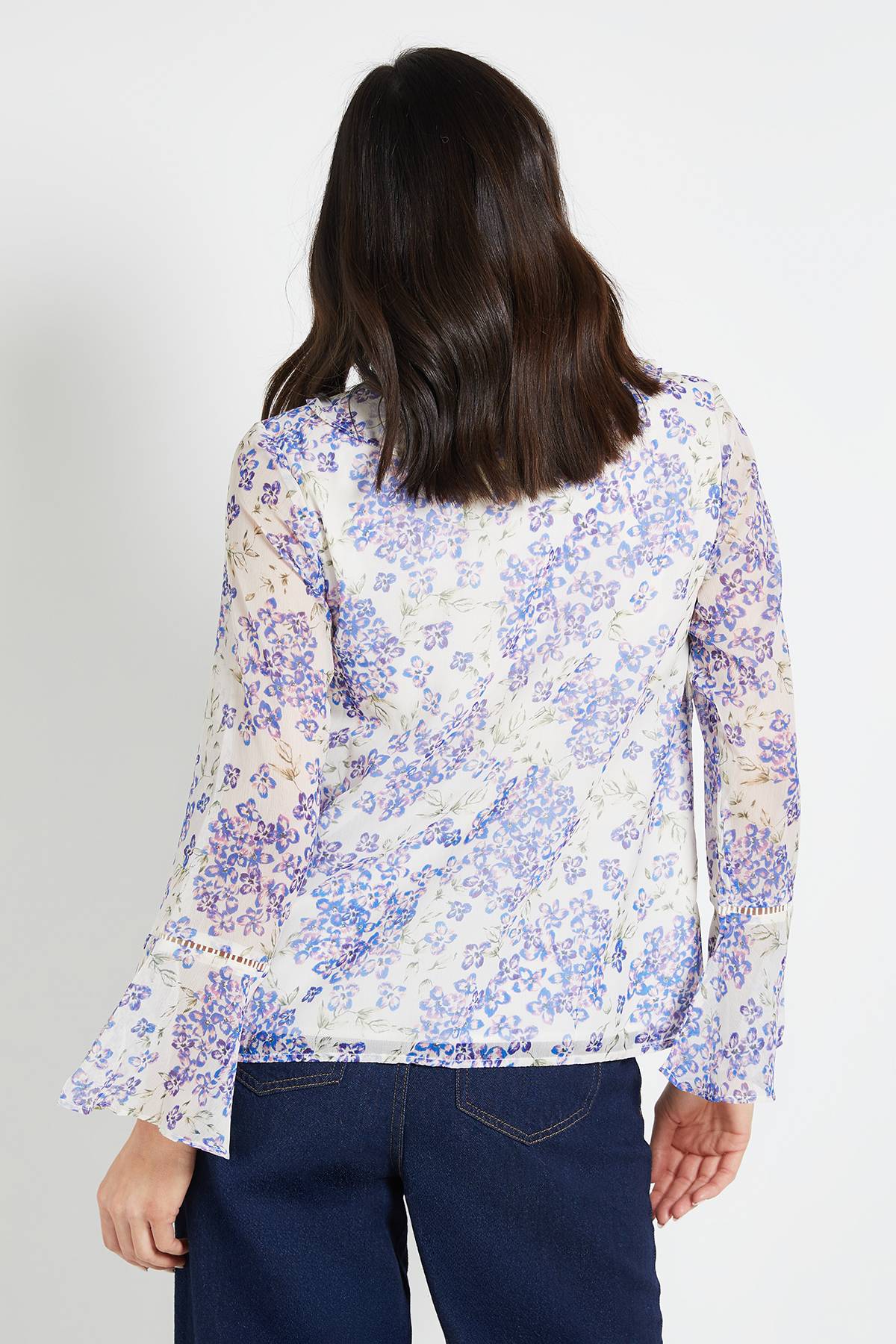 Wallis Blouse À Volants Avec Bordure En Dentelle Florale