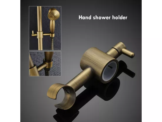 AURALUM MAX Colonne Douche Laiton Rétro Système de Douche Réglable Ensemble de Douche Mural Set Kit Douche Bronze Mitigeur Douche pour Salle de Bain