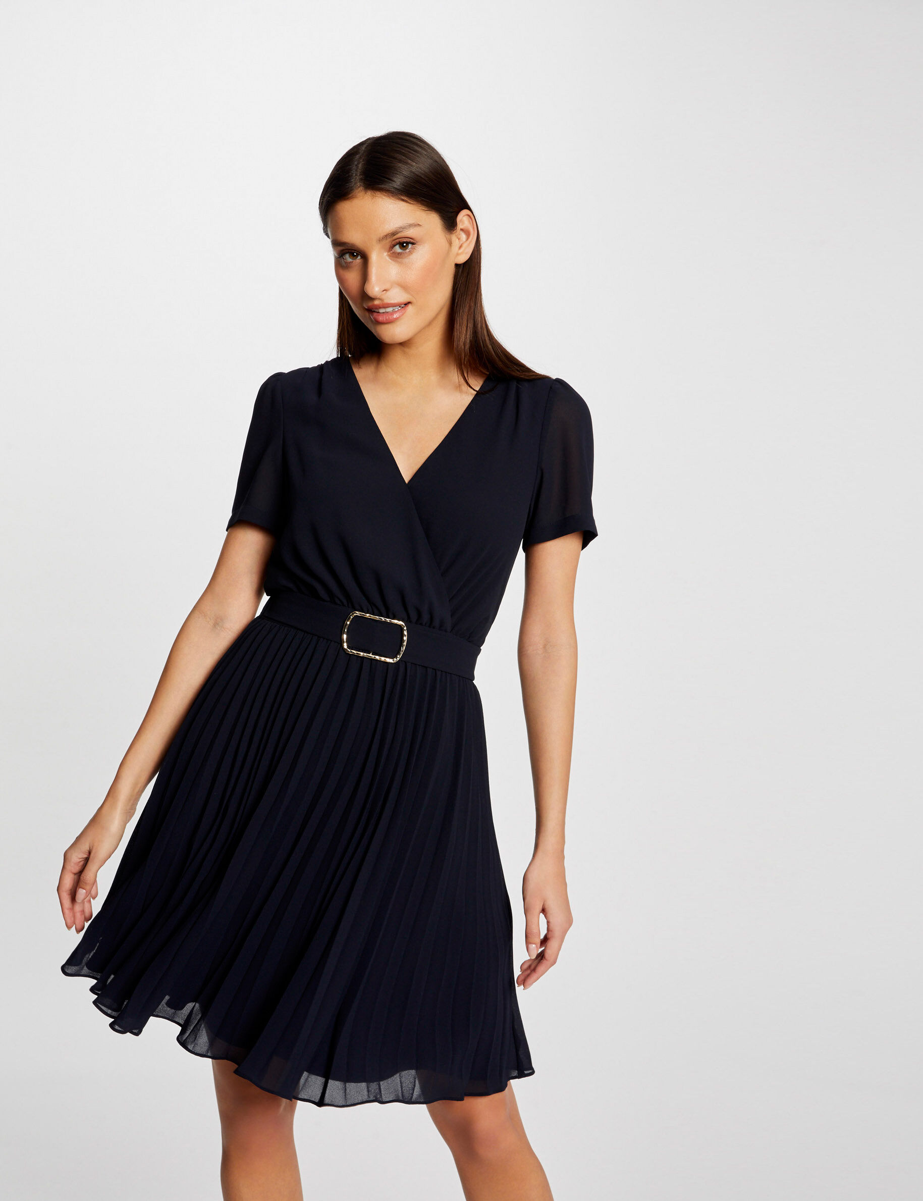Robe patineuse bas plissé marine femme - marine