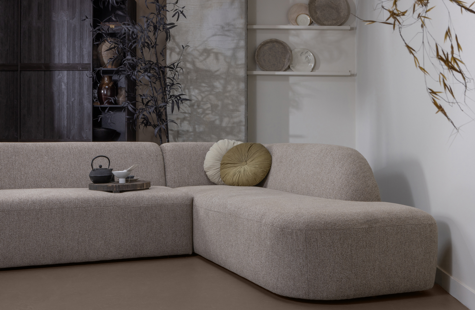 BePureHome hoekbank Sloping Links Grijs Melange