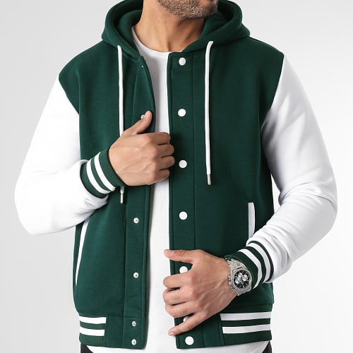 Veste Teddy A Capuche Bicolore 2804 Vert Blanc