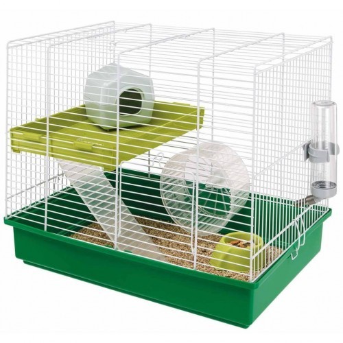 Gaiola de hamster branca e verde
