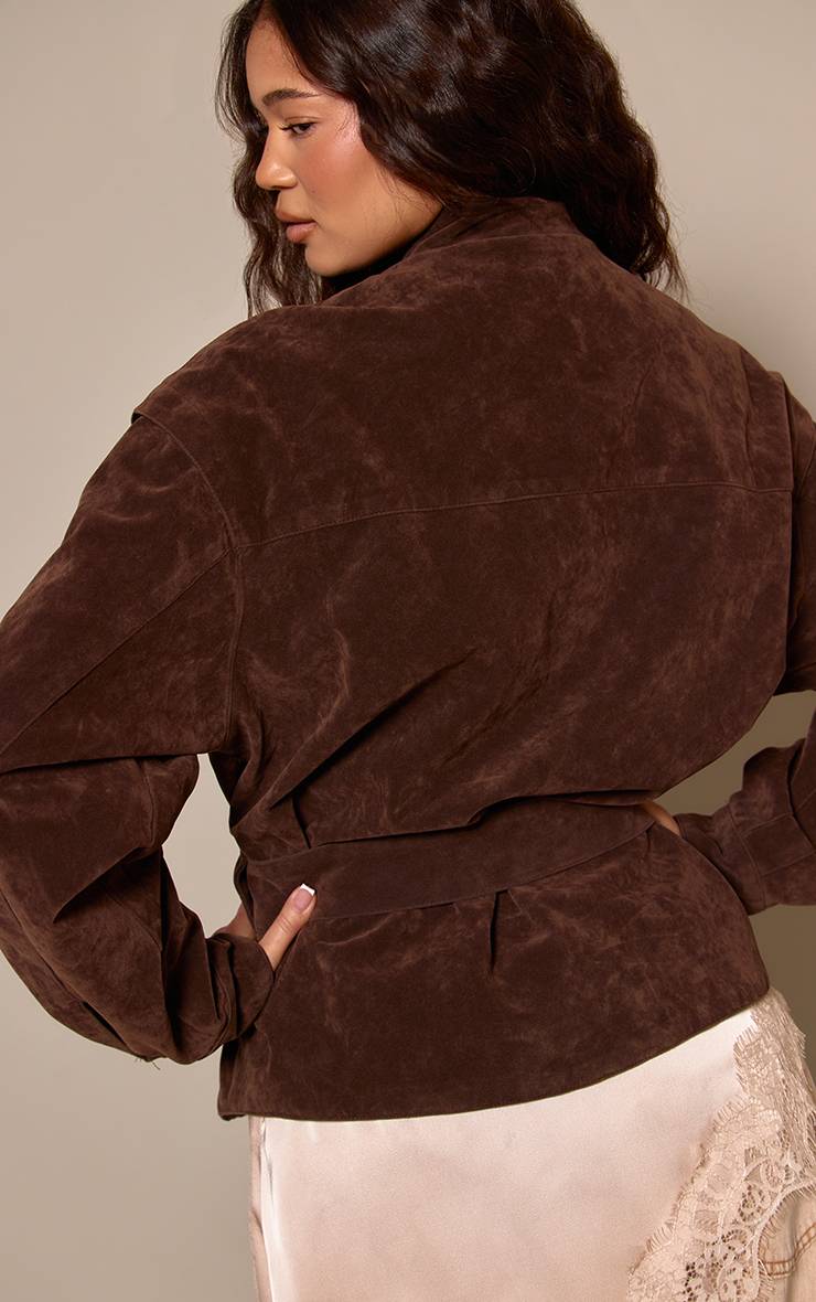 Chocolat Veste À Taille Basse Ceinturée En Synthétique