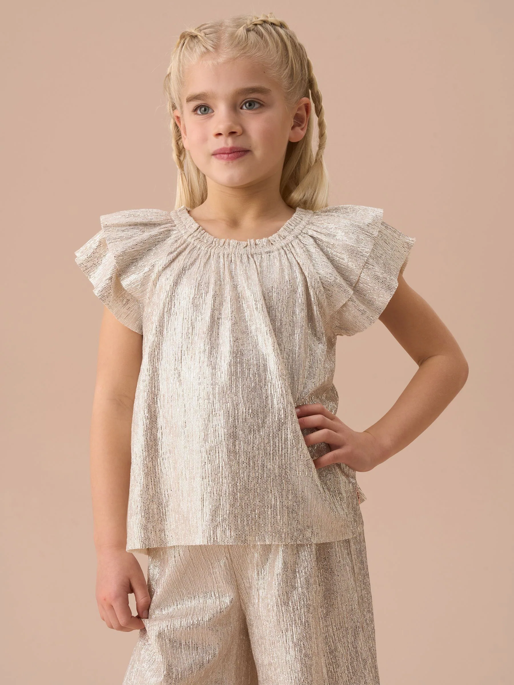 Angel & Rocket Carmen zilverkleurige top